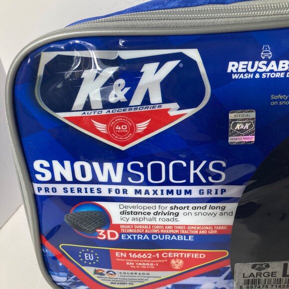 K & K Snow Socks Pro Series for Maximum Grip L NIB - Picture 3 of 6